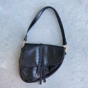 Faux Croc Saddle Bag